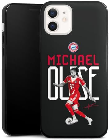 Slim Case extra dünn kompatibel mit Apple iPhone 12 Silikon Handyhülle schwarz Hülle FC Bayern München Michael Olise Offizielles Lizenzprodukt