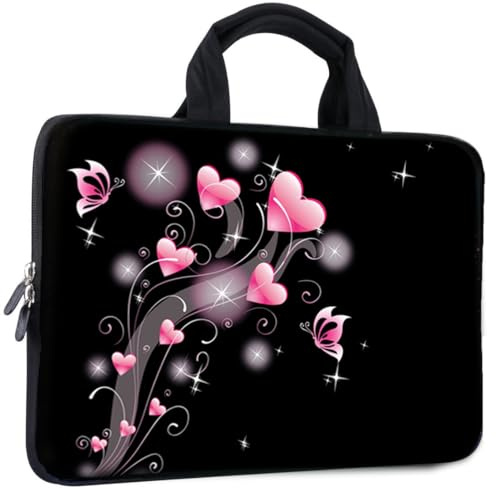 Mibbxea 15-15,6 Zoll Laptop-Tasche Hülle Sleeve,Neopren-Tragetasche für Computer,Chromebook,Ultrabook,Notebook Aktentasche mit Griff,kompatibel mit Dell HP Lenovo ASUS Acer (Rosa Herz)