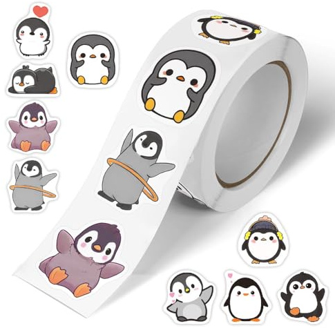 THQAE 500 Stücke Nette Pinguin Aufkleber, Cartoon Tier Thema für Kinder Teens Erwachsene, Reisekoffer, Laptop, Planer, Kalender, Scrapbook, Koffer, Notizbücher, Journal