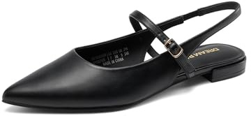 DREAM PAIRS Women's Low Heel Dress Ballet Flats | Chic Slingbacks, Flat Heel Design, Pointed toe, Stylish look, Non-slip sole, Comfortable Feel