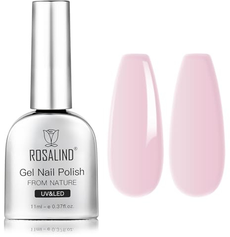 ROSALIND Pintauñas Semipermanentes Rosa Claro 11ML Pintauñas Gel | Rosa Claro Colores Esmaltes Permanentes Para Uñas, UV LED Nail Art Manicura Pintauñas Semipermanente 1 Piezas