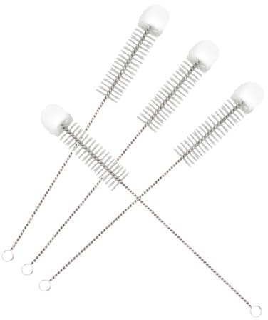 Generic Flask Cleaning Brush Set 4Pcs with Soft Cotton Tips and Stainless Steel Wire Handles for Beaker and Tube Washing