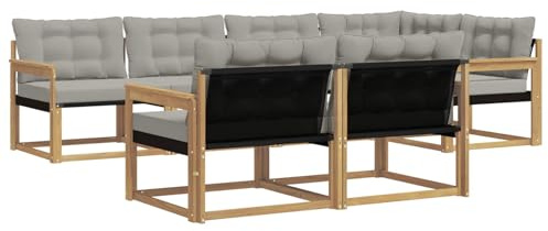 vidaXL Outdoor-Sofagarnitur mit Kissen 7 pcs Weiß und Hellgrau, Garten-Sofa, modernes Outdoor-Möbel, strapazierfähige Lounge, Sitzgruppe für Terrasse und Komfort