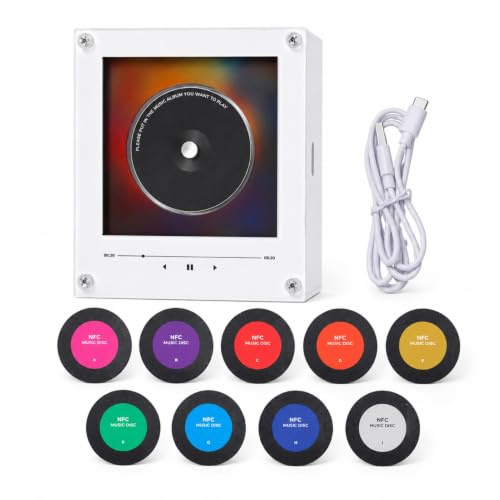 Sxhlseller Reproductor Magnético de Música para Nevera NFC de 256 GB con Discos, Mini Tocadiscos Magnético con Luz, Lista de Reproducción Personalizable, Imán para Refrigerador de Música para