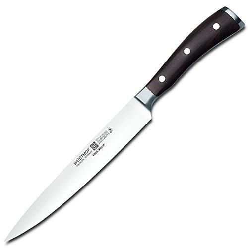 Wüsthof Schinkenmesser, Ikon (4906/20), 20 cm Klinge, geschmiedeter Doppelkropf, Edelstahl, Grenadill-Holz, extrem scharfes Messer für Fleisch