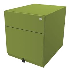 BISLEY Rollcontainer Note mit Griffleiste, 1 Universalschublade, 1 HR-Schublade, Metall, 604 Grün, 56.5 x 42 x 49.5 cm