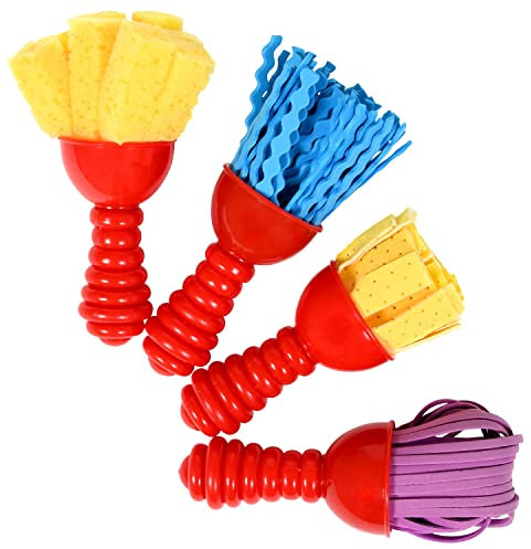 READY 2 LEARN Textured Art Tools | Set of 4 | Jumbo Paint Brushes for Toddlers and Kids | Set 2 | DIY Patterns and Effects
