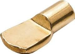 28 x BRASS FINISH SHELF SUPPORT PINS SPADE STUDS PEG STEEL 7MM HOLE Free P&P