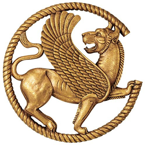 Design Toscano EU32916 Wandskulptur Persischer Greif, Harz, gold, 2,5 x 32 x 32 cm