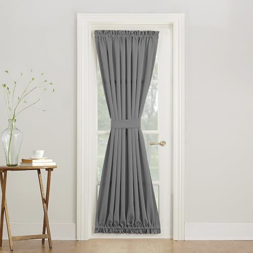 Sun Zero Barrow Energy Efficient Rod Pocket Door Curtain Panel, 54 x 72, Gray