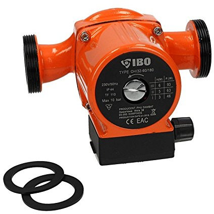 Pompe de recirculation Ibo Ohi 32–60/180 de 4U-Onlinehandel - Pompe de chauffage d'eau chaude Chauffage Circulateur en Fonte - Orange - 46-93 W - 55 L/min - 230 V - IP44