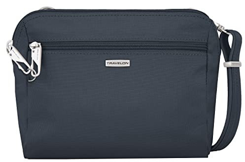 Travelon Damen Classic Convertible Crossbody und Hüfttasche Crossbody Bag, Mitternacht/Ausflug, einfarbig (Midnight//Getaway Solids), 8 x 7 x 2, Classic Convertible Crossbody & Waist Pack