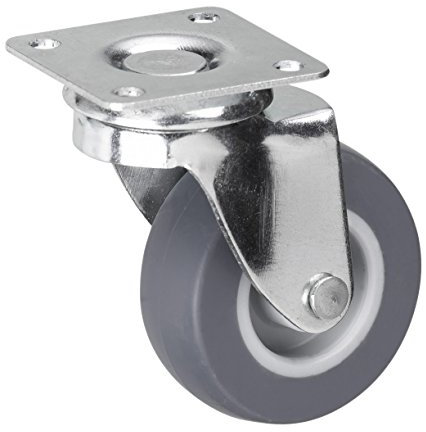 Metafranc Lenkrolle Ø 50 mm - 42 x 42 mm Platte - Gummi-Rad - Weiche Lauffläche - Gleitlager - 35 kg Tragkraft / Transportrolle / Möbelrolle / Schwerlastrolle / 800650