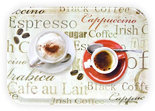 Lashuma Plateau rectangulaire mélaminé Plateau de Service de haute qualité Motif imprimé, Plastique, espresso, 38 x 26 cm