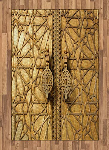 ABAKUHAUS marokkanisch Teppich, Marrakesch Königspalast, Flachgewebe Deko-Teppiche für das Wohn-,Schlaf-, und Essenszimmer, 120 x 180 cm, Hellbraun