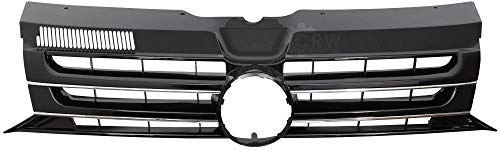 Kühlergrill für T5 Multivan Caravelle Bj. 09-15 schwarz mit Chrom Rippen