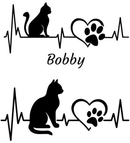 Katze Herzschlag EKG Aufkleber – personalisierter Vinyl Sticker mit Katze & Wunschname – Auto & Motorrad Aufkleber für Fenster, Haushalt & Tuning