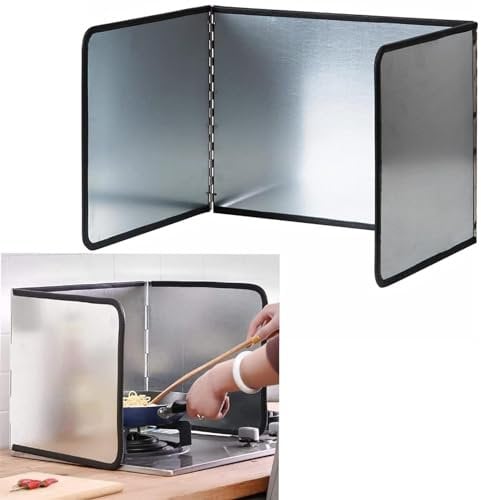 Wuciray Height 30CM Stove Splatter Guard for Cooking Kitchen Anti Splatter Shield Guard Portable Folding Cooker Side Fat Oil Splash Guard Splash Back Splatter Screen for Frying Pan Wall Hob Grease