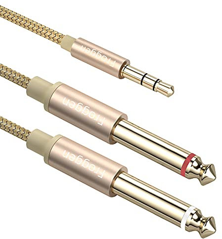 Cavo Aux 3,5mm Maschio a Doppio 6,35mm Maschio, Cavo Stereo 3.5 a 6.35 mm Aux Cavo Jack Professionale Mono Nylon per Lettore DVD Smartphone Tablet PC Amplificatore Mixer Audio Cuffie Altoparlante