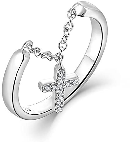 Starchie Kreuzring 925 Sterling Silber Ring Religiöser Ring Verlobungsring verlobt Hochzeitsring für Damen