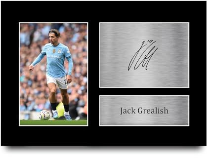 HWC Trading A4 Jack Grealish Manchester City Geschenke Gedrucktes Signiertes Autogramm Foto für Fußball Anhänger and Fans