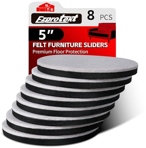 8 PCS 5 Felt Furniture Movers Sliders for Hardwood Floors, Reusable Felt Furniture Moving Pads, Sliders for Moving Heavy Bed Sofa Fridge Couch Cabinet, Move Item Easily and Quickly (Beige, Round)