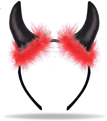 Hatstar Teufelshörner Haarreif rot/schwarz | Teufelsohren Devil Ears | Halloween Haarschmuck | Fasching, Karneval, Kostüm Party | Kopfschmuck für Damen, Herren & Kinder