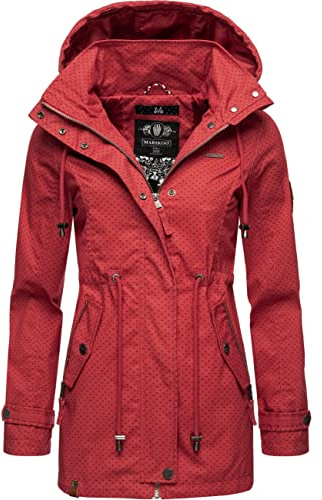 MARIKOO Damen leichte Übergangsjacke Baumwoll-Parka mit Kapuze Nyokoo Red w.P. Gr. S