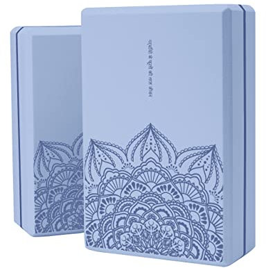 LaiEr Yoga Blöcke (Set von 2) 9x6x3 High Density EVA Schaum Ziegel, rutschfeste Oberfläche weich und leicht für Yoga, Pilates, Meditation in Hellblau