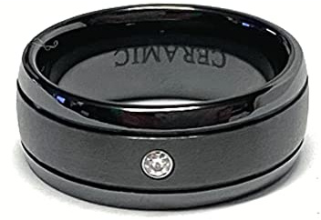 Ring Keramik schwarz Zirkonia teilweise matt 8 mm Bandring Partnerring #56