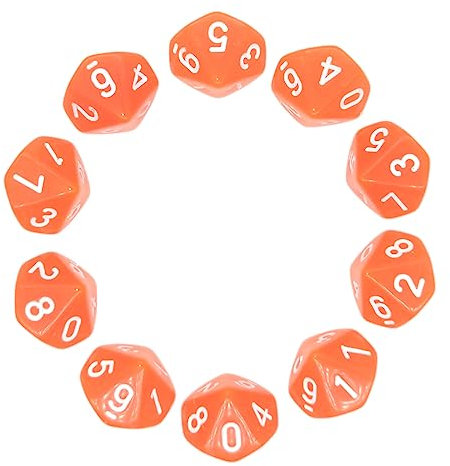 Deolven D10 Dadi, 10 Pezzi Arancio Trasparente Poliedrici Dadi, 10 Facce Chiaro Dadi per DND MTG Rpg Dungeons And Dragons