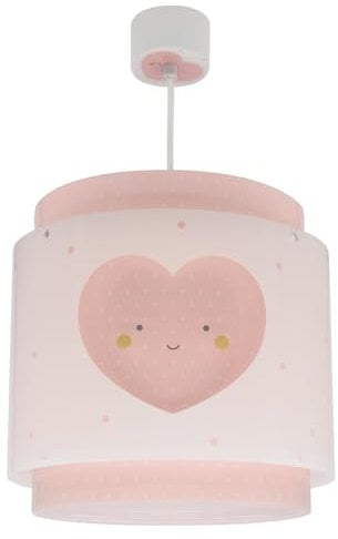 Dalber Lampe kinderzimmer, kinderlampe Pendelleuchte Hängelampe, Deckenleuchte Kinder, Deckenlampe kinderzimmer Baby Dreams Herz Rosa, 76012S, E27