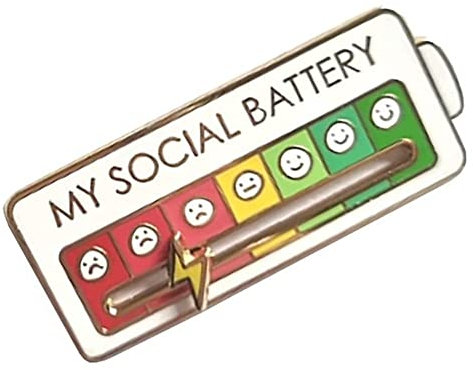 JONOLA Social Battery Enamel Pin Funny Mood My Social Battery Pin Badge Brooch for 7 Days Mood Expressing Pin for Introverts Gift (White)