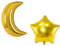 Set XL Folienballons Mond und Stern goldene Ballons Deko Baby Party Kindergeburtstag Kinderzimmer Party Deko Moon Star