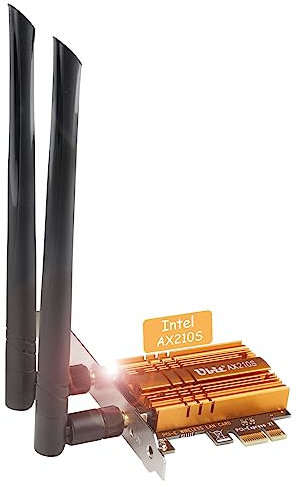 Ubit Carte Réseau,AX210 PCIe Carte WiFi 6E, Max 5374Mbps avec BT 5.3,Tri-Bande(6G/5G/2.4G),802.11AX avec MU-MIMO,OFDMA,Ultra-Low Latency,Soutien Windows 10/11 64bit