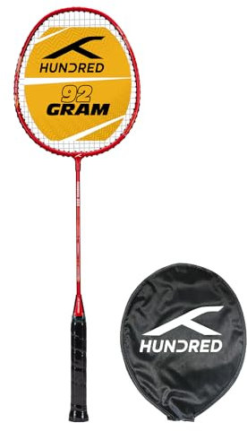 HUNDRED Powertek 200 PRO Badminton Racquet with Head Cover | Strung | Material: Aluminium | For Intermediate Players | Weight: 95 grams | Maximum String Tension - 18-20lbs