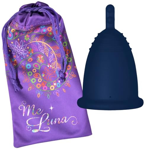 Me Luna Menstruationstasse Sport, Stiel, Deep-Ocean, Größe S