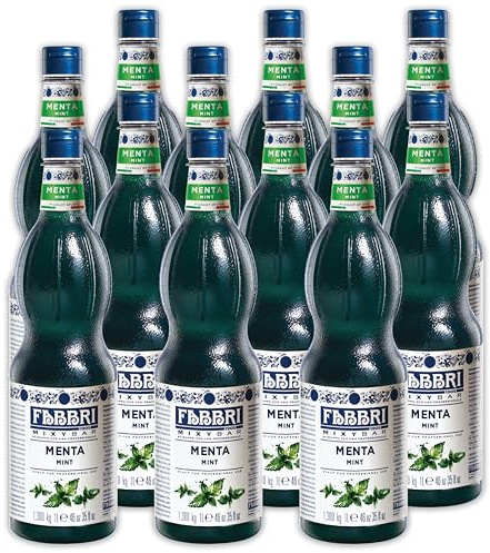 Food-United MINZSIRUP 12x1L FLASCHE | FABBRI 1905 Mixybar | sciroppo di menta | Getränkesirup | Minze-Pfefferminze-Sirup | für klare Spirituosen Rum Mint-Granitas Mint-Latte-Kaffee Cocktails (12)