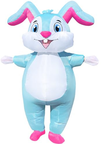 FXICH Aufblasbare Kaninchen Kostüm Hase Party Kostüm Erwachsene aufblasbare Kostüm Fancy Dress Cosplay Kleid für Ostern blue