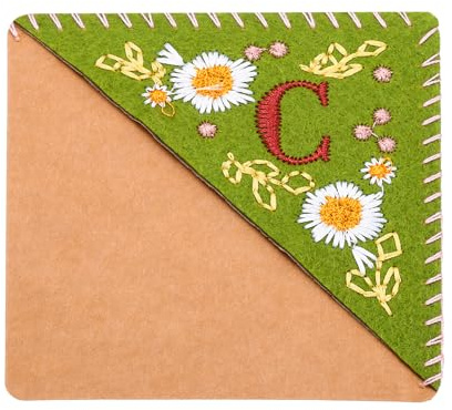 YOKIVE Personalisiertes Besticktes Eck-Lesezeichen Handgenähtes Filz-Dreieck Design Lesezeichen Ideal Für Buchliebhaber (Sommerstil Buchstabe C)
