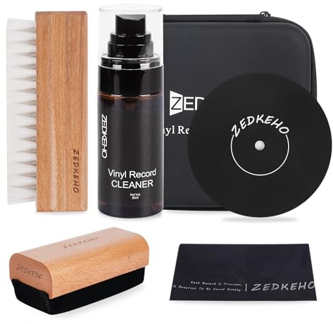 Vinyl Record Cleaning Kit: Complete 6 in 1 Record Cleaning Kit, Velvet Brush, Vinyl Record Brush, Anti-Static LPS Cleaner, Vinyl Record Cleaning Cloth, Label Protector