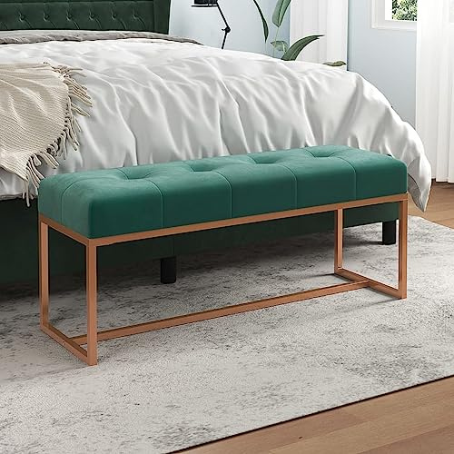 Couch hocker Bettbank Flur möbel Sitzbank Dunkelgrün 110x36x45 cm Samt