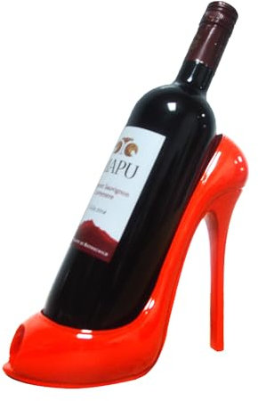 Lvpradior Weinflaschenhalter mit hohem Absatz, lustige Tischplatte Schuh Weinhalter Stehen, Theke Top Storage Stand für Hochzeit, Party, Restaurant und Bar, Heimdekoration (Rot)