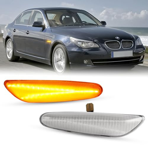 POPMOTORZ 2 Stück LED Seitenblinker Blinker mit Canbus Fehlerfrei 4014 SMD für BMW 1 Series E81 E87 3 Series E46 E36 E90 E91 E92 E93 5 Series E60 E61 X1 E84 X3 E83, Transparent