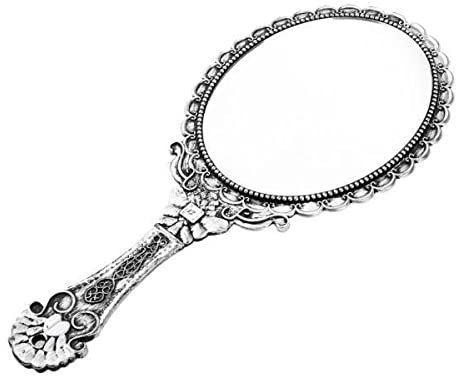 Xiaojikuaipao 5 Stück Vintage Silber geprägte Rose Make-up Spiegel, kompakter tragbarer Handspiegel für die Schöne und das Biest Cosplay, Premium-Glas, Prinzessinnen-Stil, Geschenk für Teenager,