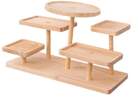 perfk Espositore per Alzata da banco, Supporto per Profumo in Legno massello a più Livelli, Supporto per Torta, per Figurine Artigianali di Bambole, 5 Strati