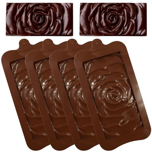 4 Piezas Moldes de Chocolate de Silicona Antiadherente,Molde Tableta Chocolate,Molde de Silicona para Tableta de Chocolat para Chocolates Caseros, Pralinés, Dulces
