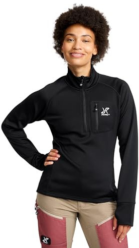 RevolutionRace Evolution Half-Zip Stretch Fleece da Donna, Maglione in Pile per Escursioni e Attività all'Aperto, Black, S