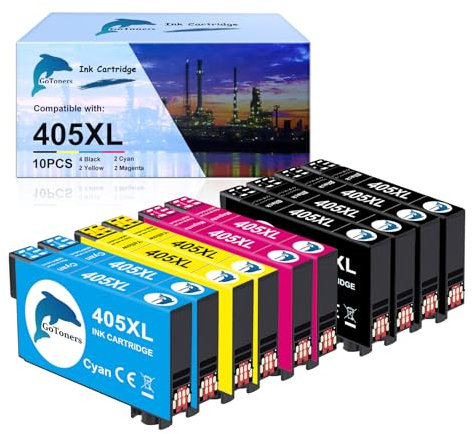 GoToners 405XL Druckerpatronen Kompatibel für Epson 405 XL Patronen für Workforce Pro WF-4820 WF-3820 WF-4830 WF-3825 WF-4825 WF-7840 WF-7830 WF-7835 Drucker (4 Schwarz, 2 Cyan, 2 Magenta, 2 Gelb)