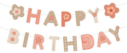 DazzJoy Gänseblümchen Happy Birthday Girlande, Gänseblümchen Girlande Geburtstag Mädchen, Gänseblümchen Happy Birthday Banner, Gänseblümchen Deko Geburtstag Girlande, Geburtstagsgirlande Kinder Deko